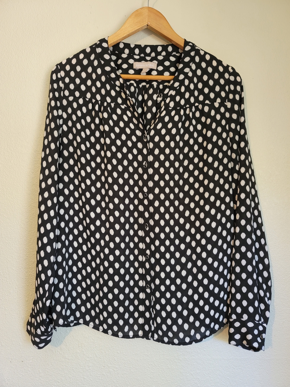 Banana Republic Black and White Polka Dot Button-Down Blouse